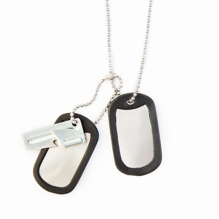 Notched Stainless Steel Dog Tags with FREE P38 Can Opener